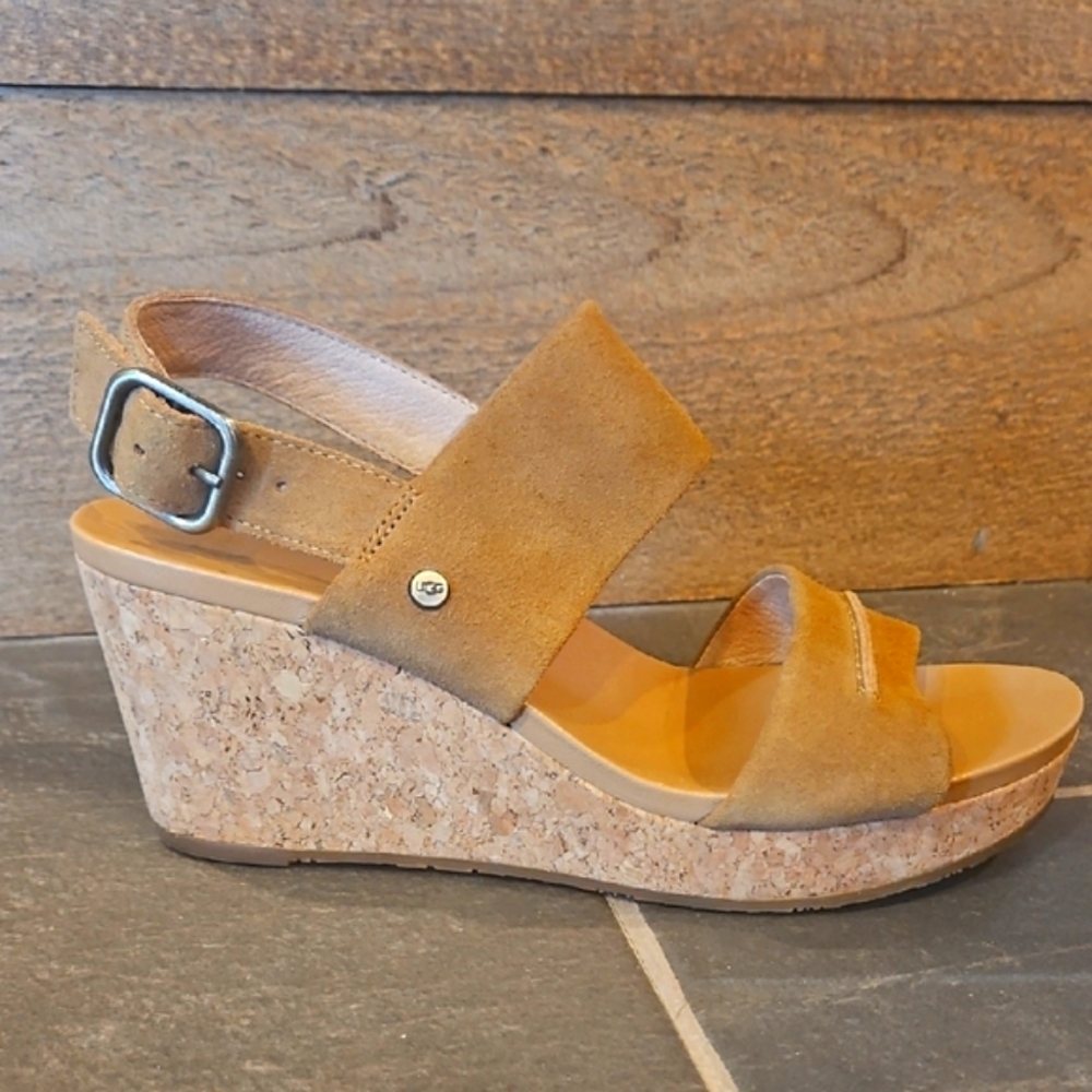 UGG Tan Suede Wedge Sandals NWT